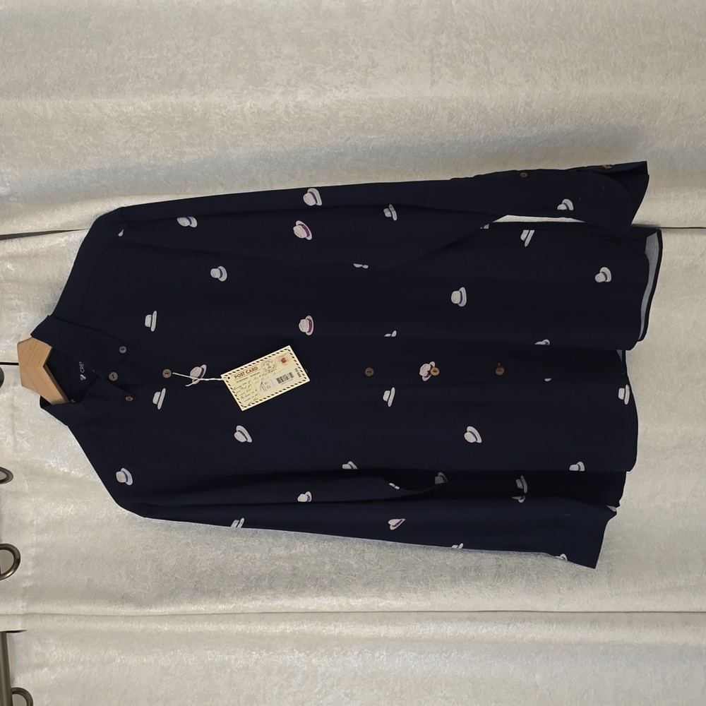 Cremieux Blue Hat Motif Mens long sleeve shirt Fedora New M St Barts Cruise Hot - Picture 5 of 8